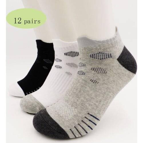 12 Pairs Men Running Socks Combed Cotton Breathable Thin Summer Sock Jogging Walking Cycling Active wear Sports Socks