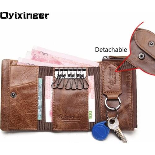 2020 Men Wallet Genuine Leather Car Key Ring Pouch Keys Coin Purse Case Key Holder Wallet Organizer Keychain Bag Small Portfolio