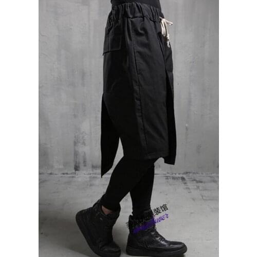 27-44 ! 2016 Men personality Loose middlelowlevel asymmetrical low-rise pants culottes trousers plus size singer costumes