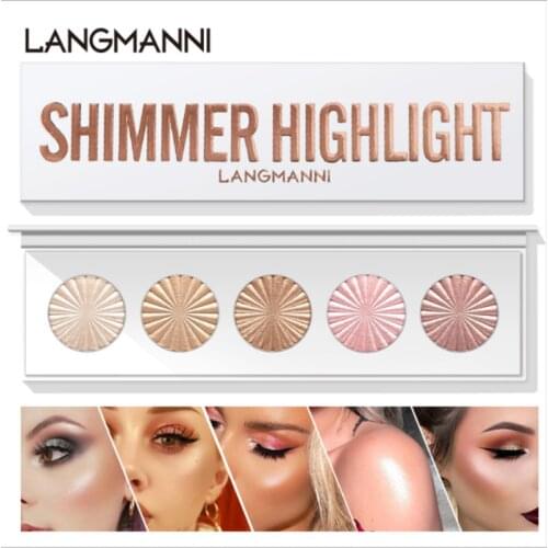 5Color Makeup Highlighter Palette For Face Shoulder Shimmer Glow Up Hightlight Coutour Plate Luster 3D Nature Brighten Cosmetics