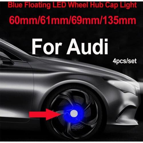 60mm 61mm 69mm 135mm led Light Car Wheel Center Caps Floating for A1 Q1 A3 Q3 A4L A6L A5 A6 A7 A8L R8 S6 Blue/Red/White/RGB
