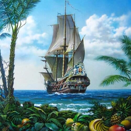 DIY 5D Diamond Painting Full Square Scenic Sailboat Embroidery Diamond Mosaic Picture of Rhinestones Drop Ship Decor Gift