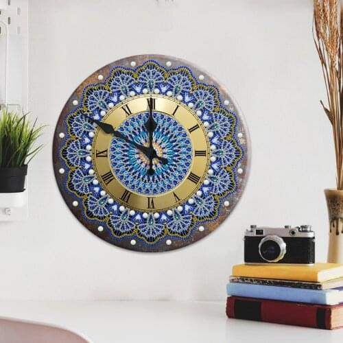 Mandala Diamond Painting Clock 5D Metal Tin Signs Diamond Embroidery Cross