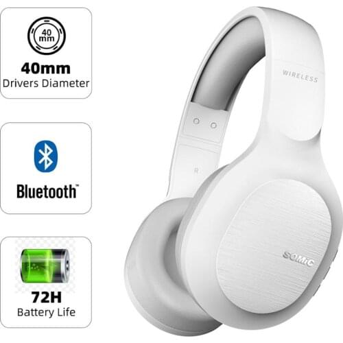 SOMIC Bluetooth Headphones Wireless 72H Playtime Headset CVC8.0 Noise Reduction HIFI Sound Earphone Comfortable to Wear MS300