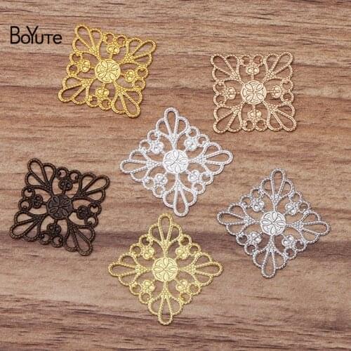 BoYuTe (100 Pieces/Lot) 25MM Metal Brass Filigree Flower Charms Wholesale Diy Jewelry Materials Findings