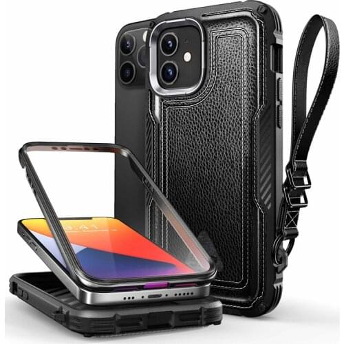For iPhone 12 Case For iPhone 12 Pro Case 6.1 inch SUPCASE UB Royal Full-Body Rugged Leather Case With Built-in Screen Protector