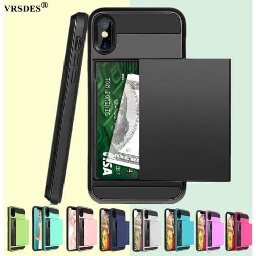 Slide Credit Card Slot Wallet Phone Case For iPhone XR X XS Max 8 7 6 6S Plus Case For iPhone 11 Pro Max 6.5 6.1 5.8 8+ 7+ Capa