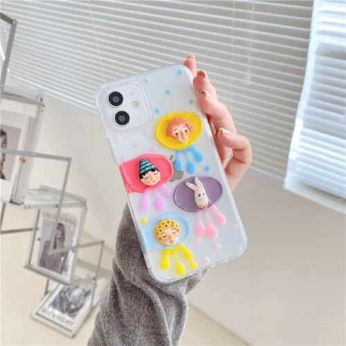 ZUIDID Funny 3D Boy Girl Art Phone Case For iPhone X 12 11 Pro XS Max XR 7 8Plus SE2020 Cartoon Graffiti Clear Soft Cover Fundas