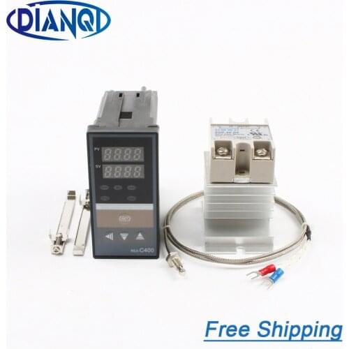 Dual Digital PID Temperature Controller REX-C400 with Sensor K thermocouple M6 SSR reply Output SSR-40DA REXC-400 220V ~240V