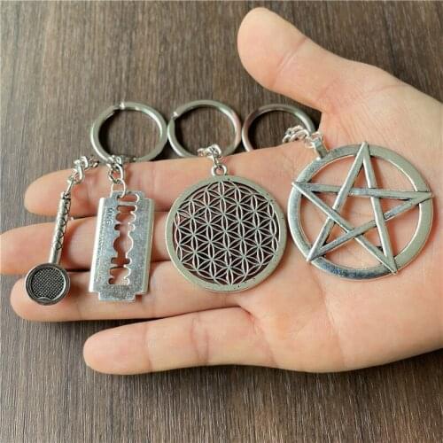 JunKang Alloy blade pipe, five-pointed star dream catcher, ancient silver pendant, DIY keychain connection buckle jewelry
