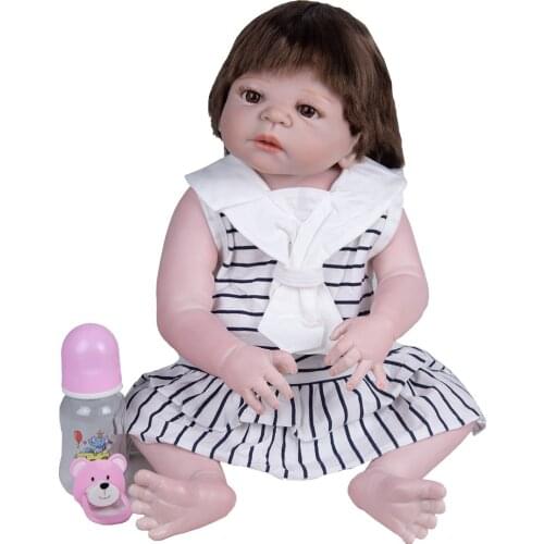 KEIUMI 23 Inch Full Silicone Cute Reborn Baby Dolls Vinyl Playmate Hot-Selling Toys For Kid Birthday Present Festival Gifts