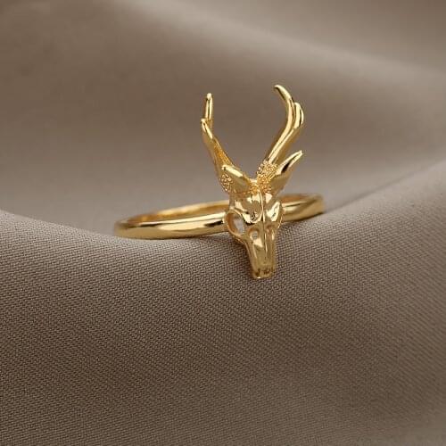 Rings For Woman Cute Animal Glittering Lovely Gold Elk Antlers Wedding Ring Jewelry Gift Bijoux Femme