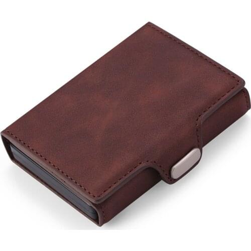 Retro New Fashion Style Men RFID Anti-Theft Brush Hasp Trifold Mini Wallet 2 And 1 Combo Magnetic ID Credit Card Holder Leather