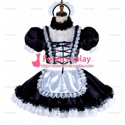 Lockable Sissy maid Satin dress Uniform cosplay costume Tailor-made[G1998]