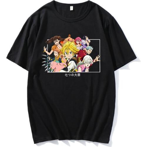 Hot Sale Popular Couple Tees Seven Deadly Sins Printed High Quality T-shirts Oversize Cotton Classic Comfortable Unique Clothing