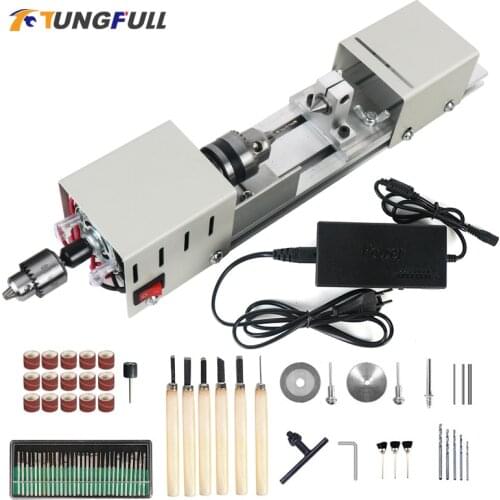 Mini Wood Lathe Machine DIY Woodworking Miniature Buddha Pearl Lathe Grinding Polishing Beads Wood Drill Rotary Tool 12-24VDC
