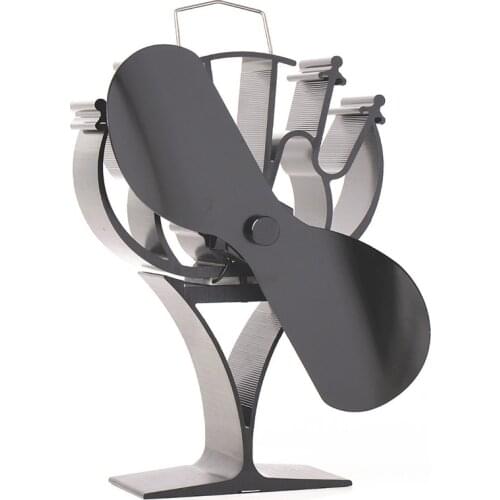 New Designed Black 2 Blades Heat Powered Stove Fan For Wood /Log Burner/Fireplace - Eco Friendly Fireplace Accessories