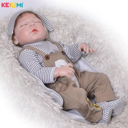 New Style 23' 57 cm Reborn Baby Full Silicone Body Sleeping Mohair Reborn Dolls Lovely Kids Playmates Baby Boy Christmas Gifts