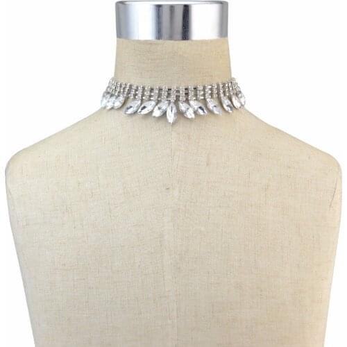 Rhinestone Choker Necklace Luxury Statement Crystal Chokers Necklaces For Women Chunky Neck Accessories Fashion Jewellery