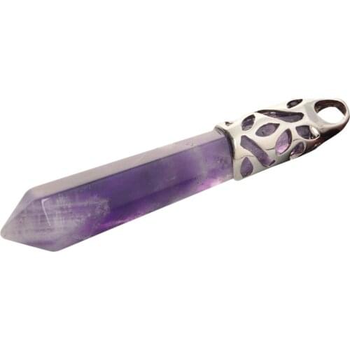 Natural Purple Stone Pendant Necklace Crystal Quartz Charms Jewelry Best Friends with chain