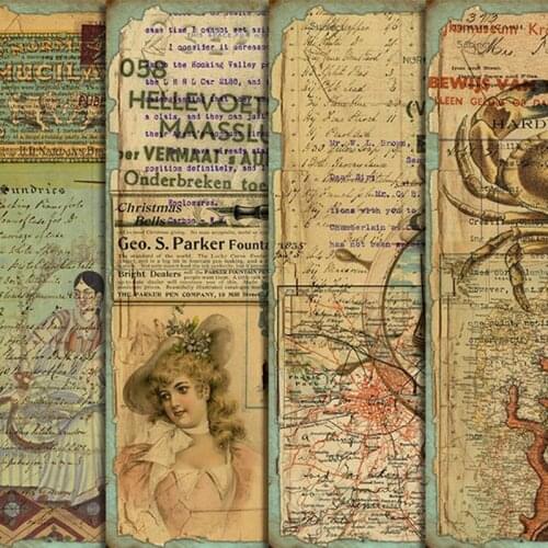 Panalisacraft 4pcs Junk journal Gorgeous vintage collage paper for Scrapbooking Happy Planner/Card Making/ Journal Project