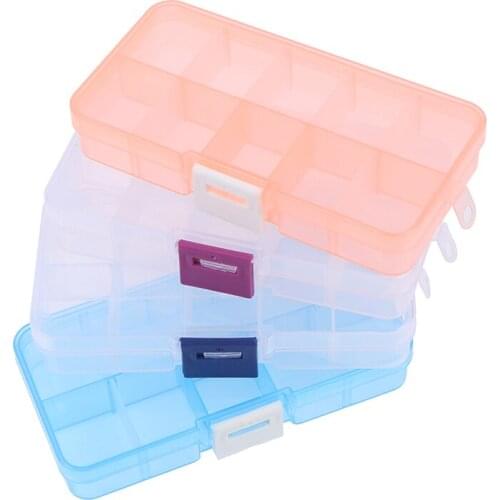 10 Grids Compartments Plastic Transparent Organizer Jewel Bead Case Cover Container Storage Box For Jewelry Pill