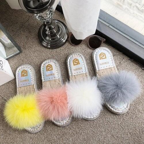 Beach slippers 2020 latest fur sandals summer casual fashion wild soft bottom slippers word mesh infrared wear womens shoes