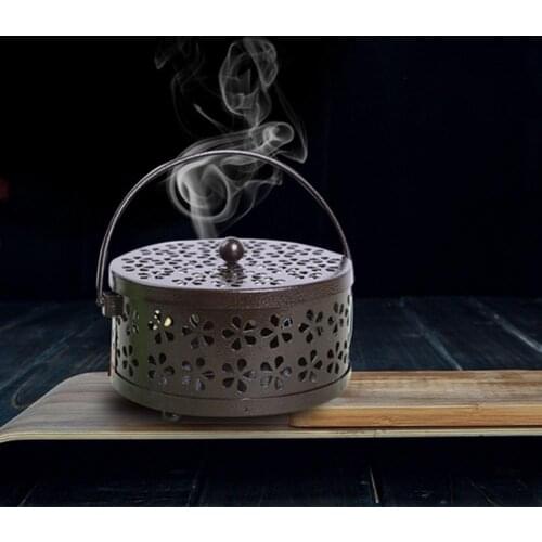 Incense Coil Holder Portable Coil Incense Burner Durable Classical With Handle Hollowed Mosquito Coil Holder Home Camping Garden