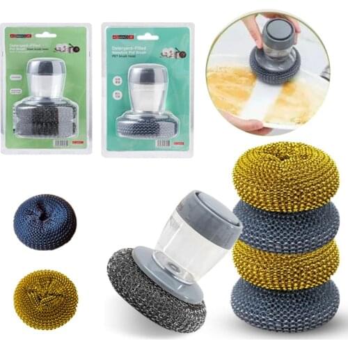 Utensils Home Push Soap Dispensing Palm Brush Washing Liquid Dish Brush Soap Pot Cleaning Wipe Kitchen Bathroom Cleaning Tools