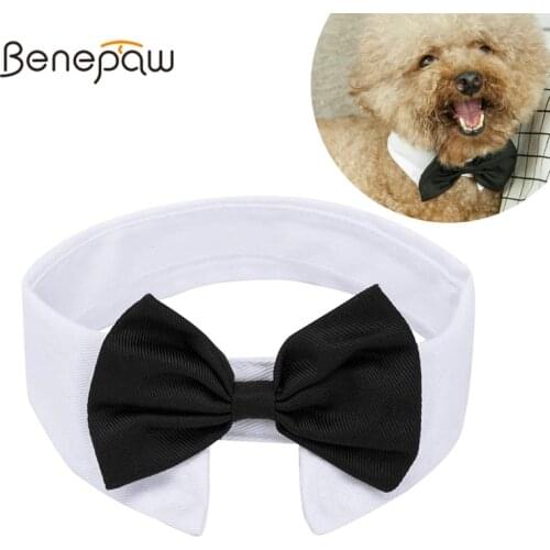 Benepaw Adjustable Pet Dog Bowtie Collar Fashion Comfortable Party Wedding Holiday Cat Puppy Neck Tie For Small Medium Dogs