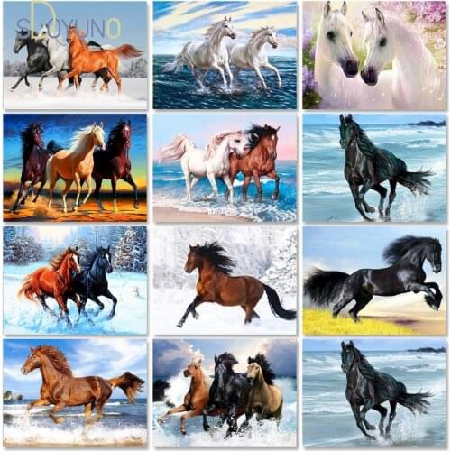 SDOYUNO Horse Paint By Numbers Hand Painted Home Decor Kits Drawing Canvas DIY Oil Coloring Painting Animal Pictures By Numbers