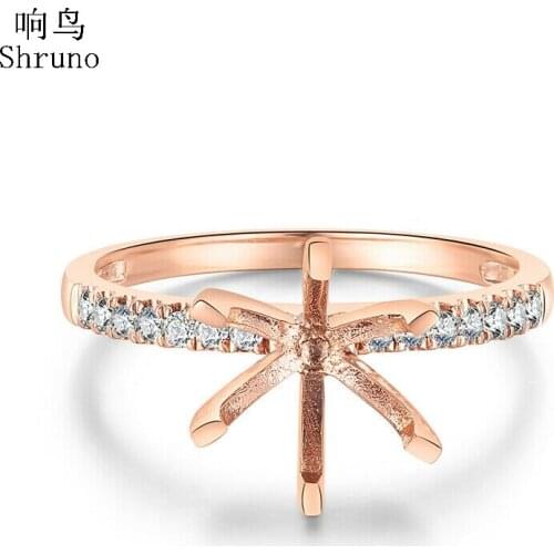 Shruno 8mm Round Cut Solid 10K Yellow Gold Natural Diamonds Fine Jewelry Semi Mount Engagement Wedding Ring Setting