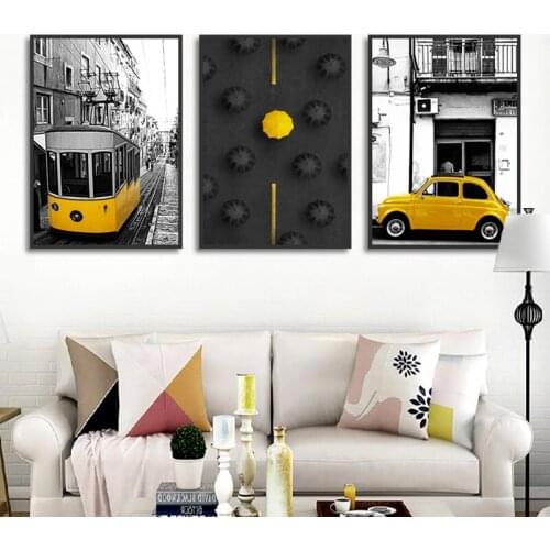 Modern Art Still Life Poster Print Car And House Canvas Painting Picture Aisle Home Wall Art Graffiti Bedroom Decoration Custom