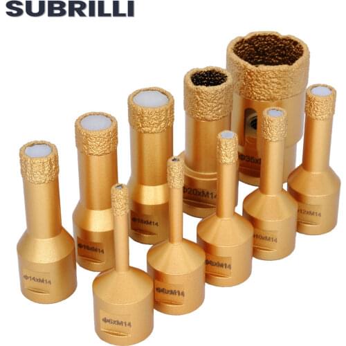 SUBRILLI M14 Thread marble diamond hole saw drill bit granite Vacuum brazed diamond drilling core bits porcelain Diamond Crown