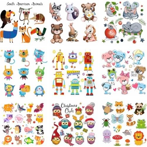 Cartoon Animals Patch Iron On Transfer For Clothing Heat Transfer Vinyl Thermal On Clothes Cute Birds Stickers Applique DIY