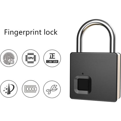 Smart Lock Keyless Fingerprint Lock Anti-Theft Security Rechargeable Padlock Door Luggage Case Lock with Key Door-Padlocks