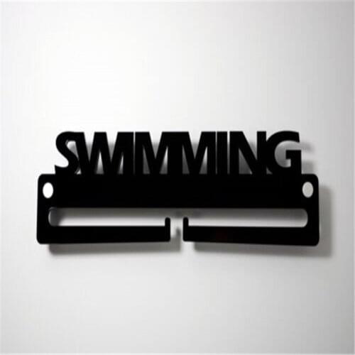 DIY House Number Medal Display Hanger Holder SWIMMING Black Acrylic with fixings