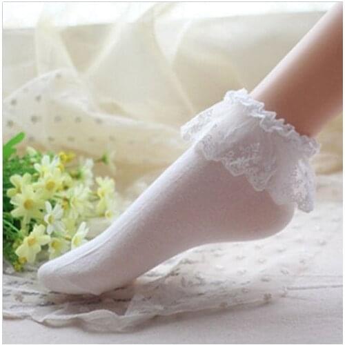 5 Color Vintage Lace Girls Sock Tube Ruffle Frilly Ankle Socks Fashion Ladies Princess Girl Gift 8021