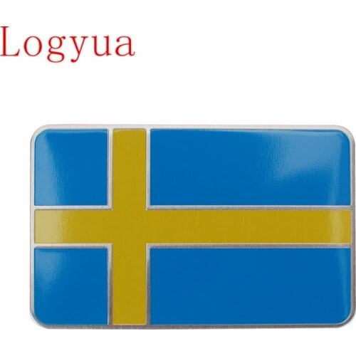 High Quality Aluminum Sweden Flag Car Style Sticker Emblem Decal Badge For SE Flags Cars The Whole Body Stickers 1pcs/lot
