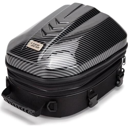 Motorcycle Rear Sear Tail Bag Waterproof Carbon Hard Shell Riding Motocross Dual Sport Saddle Helmet Bag Luggage