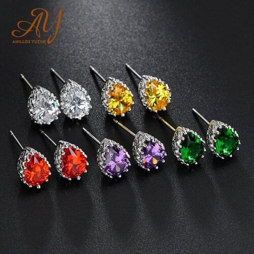 Anillos Yuzuk Queen Luxury Oval Crystal Big Blue Stone 925 Silver Stud Earring With Shinny AAAA Zircon Earrings Jewelry Gift