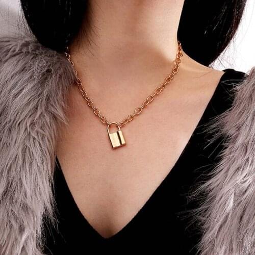 Women Jewelry Gold Silver Color PadLock Pendant Necklace Brand New Stainless Steel Rolo Cable Chain Necklace Friendship Gifts