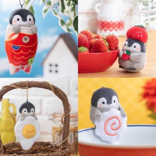 1pc New Cute Animal Penguin Koi Strawberry Egg Series Stuffed Plush Toys Lovely Plush Doll Knapsack Pendant for Kids Girl Gift