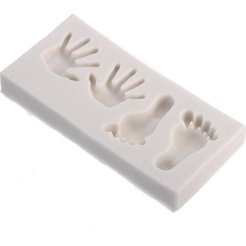 1pcs 3D Silicone Fondant Mold Mini Feet hand Shaped Cake Mold Cute Candy Cake Decoration Kitchen Baking Tools