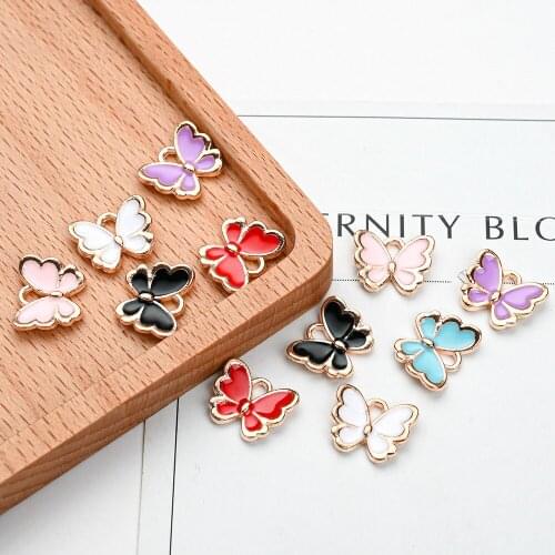 10/20/30pcs Multicolor Butterfly Charms Enamel Charms Pendant DIY Jewelry Finding For Making Bracelet Necklace Earring Supplies