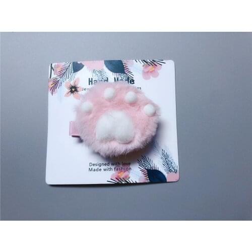 Boutique ins 10pcs Fashion Cute Fur Animal Paw Hairpins Solid Pink Cat Paw Hair Clips Princess Headwear Hair Accessories