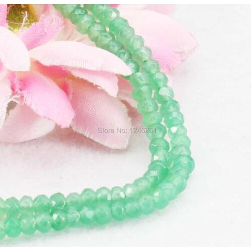 2x4mm Chalcedony Ornaments Jewelry making Design Gifts Faceted Grass Green Abacus Loose Beads DIY Stone Accessory Parts 15inch