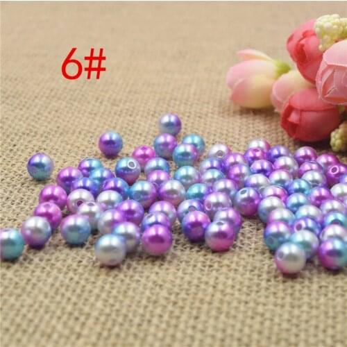 3/4/5/6/8mm Multicolor With holes Round Imitation Garment Pearl For DIY Art Necklace Fashion Jewelry Making Accessories 6
