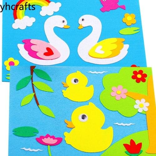 3PCS/LOT non woven 3D stickers kindergarten creative paste toys craft kits for children easter arts for children felt fabric OEM