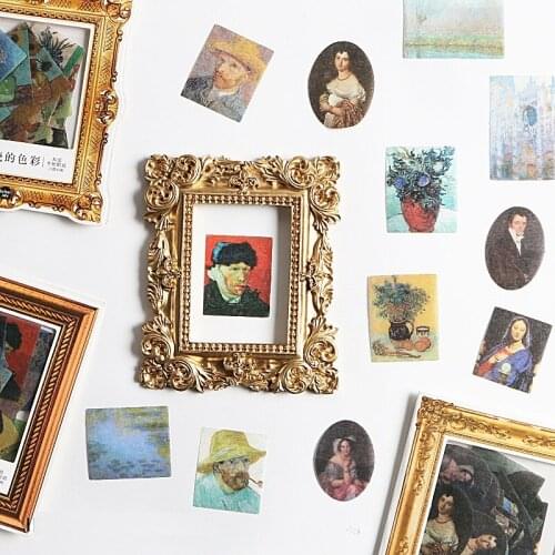 40 Pcs/Set Creative Van Gogh Monet Mini Paper Sticker Decoration DIY Handmade Arts Craft Sticker Christmas Gift